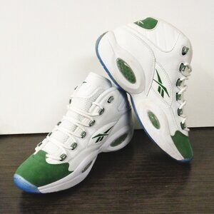 Brand New Reebok Men's Question Mid. White/Green Sz 9 New In Box ID6690 F53